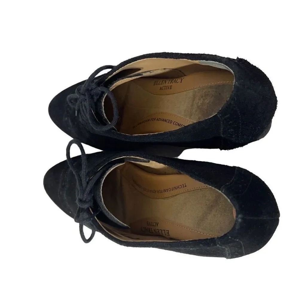 Ellen Tracy Active Women's Black Wedge Suede shoes 7 EUC